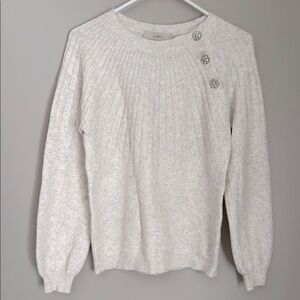 LOFT Button Trim Cream Sweater